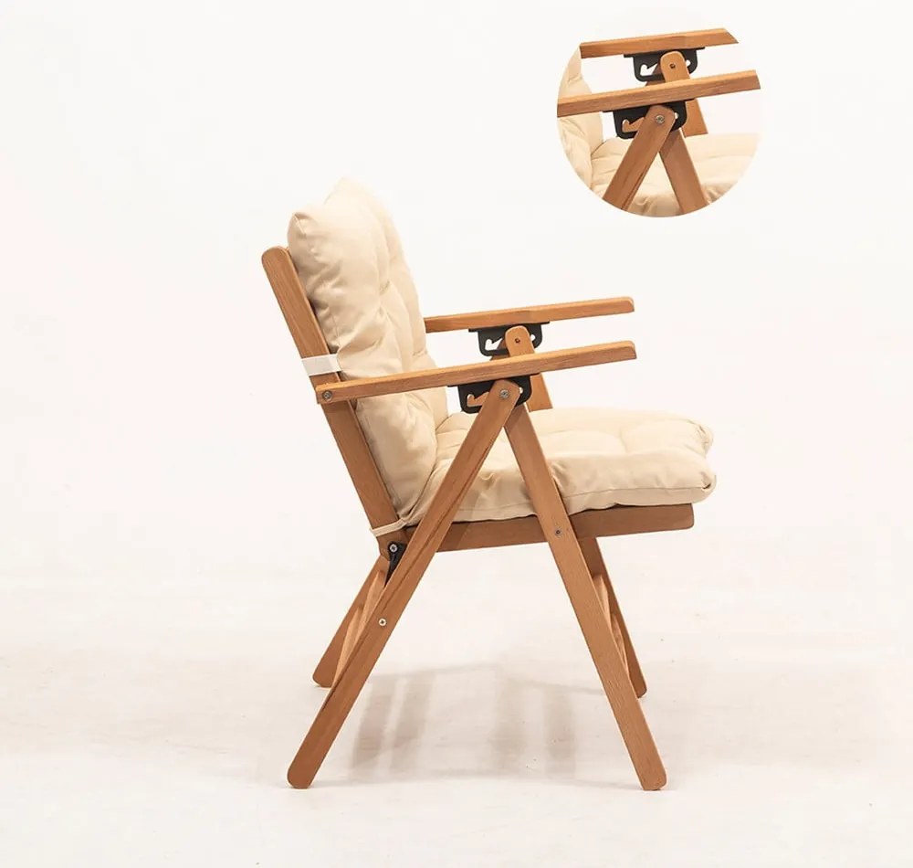 Drevené záhradné kreslo v krémovo-prírodnej farbe – Floriane Garden