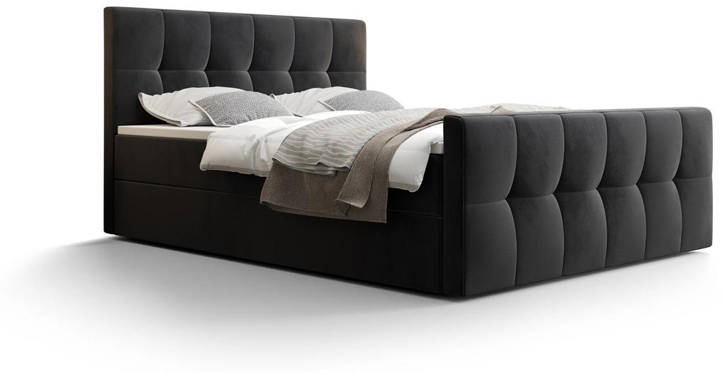 Manželská posteľ Boxspring 180 cm Macheta (čierna) (s matracom a úložným priestorom). Vlastná spoľahlivá doprava až k Vám domov. 1046727