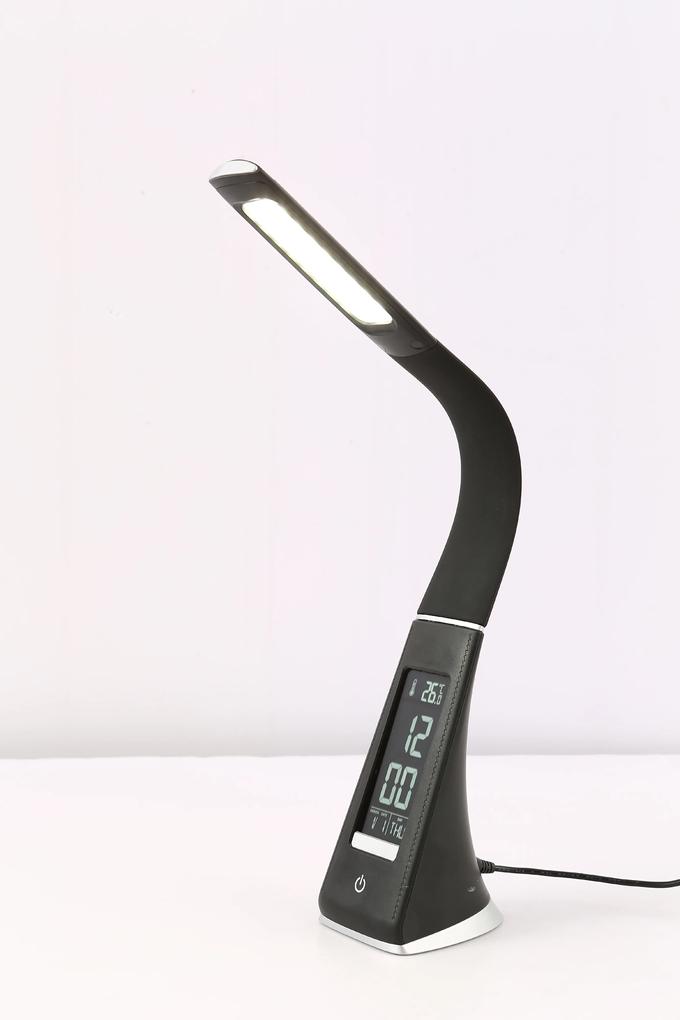 NIPEKO Stolná multifunkčná stmievateľná LED lampa s displejom, 5W, čierna