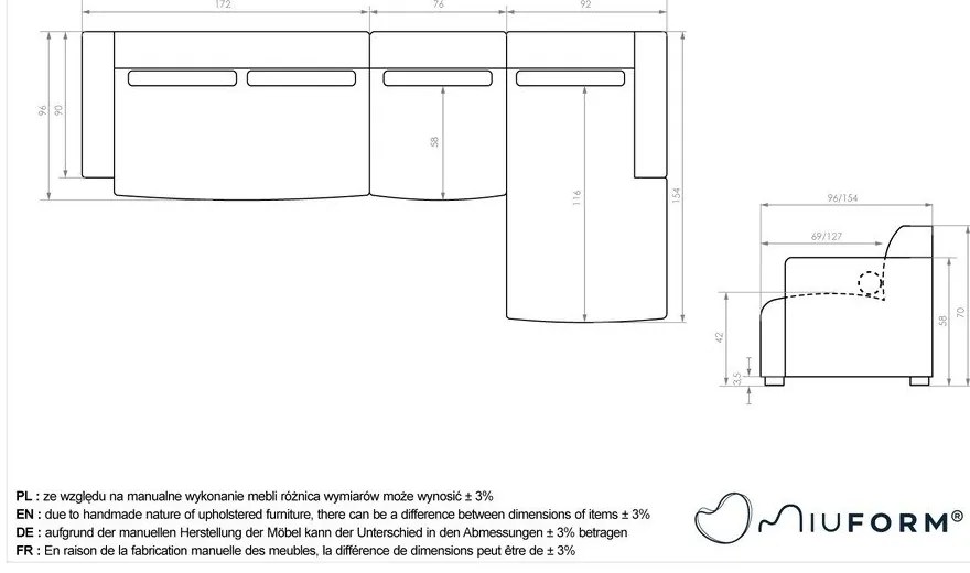 Biela rohová pohovka (pravý roh) Flex Felix – Miuform