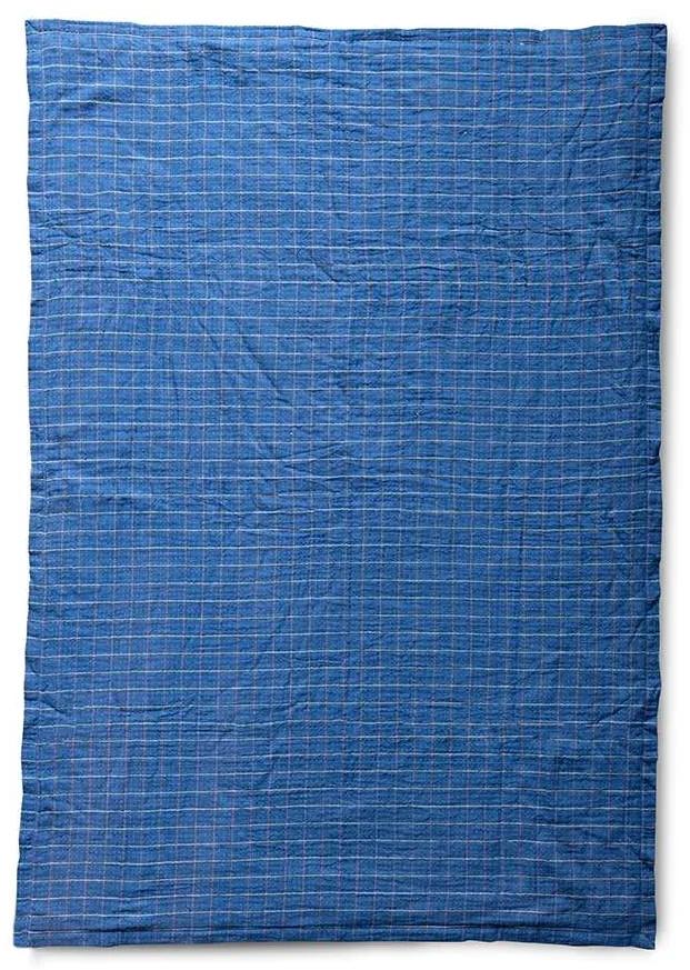 HK living Bavlnený prehoz Checkered Sherpa Blue 130x170 cm