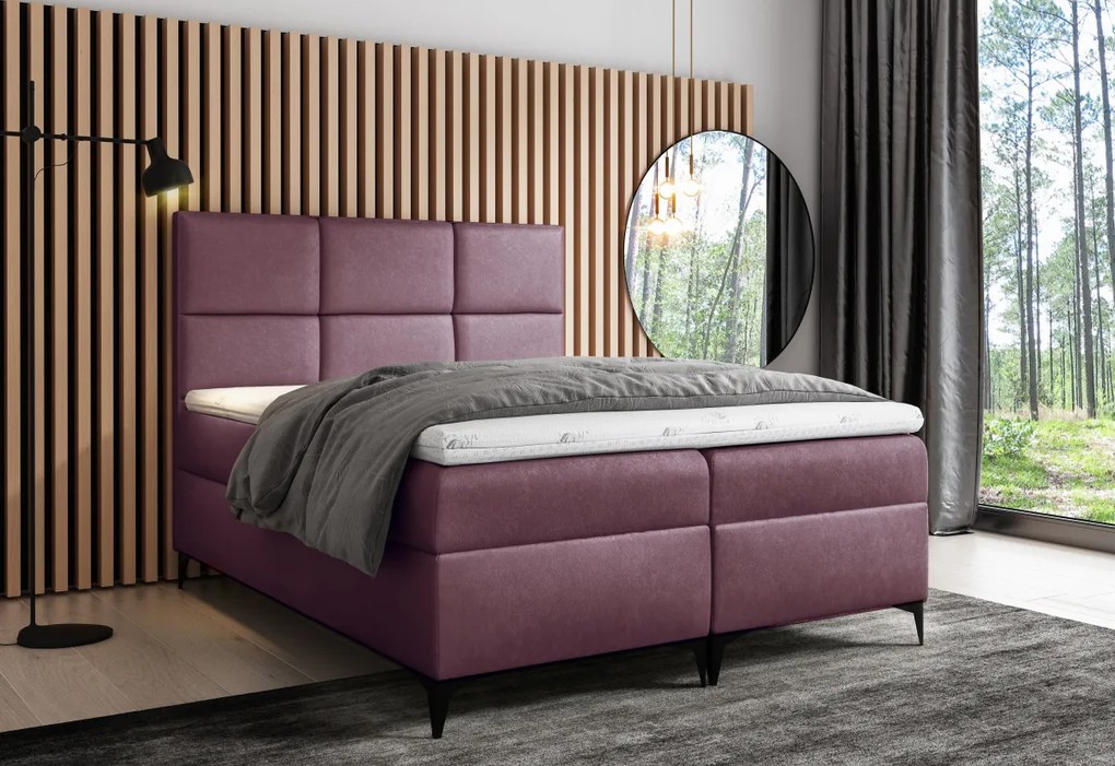 Čalúnená posteľ boxspring FAVA + topper, 140x200, fancy 90