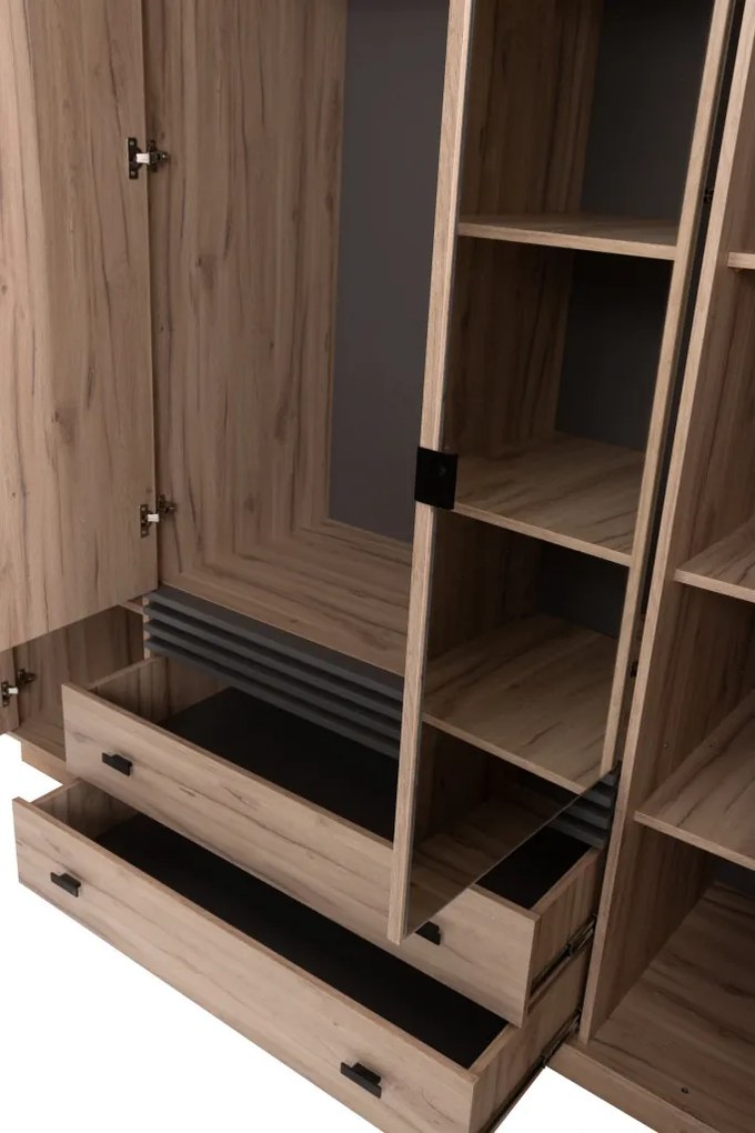 Šatníková skriňa s otočnými dverami Almo, 200 cm, dub estana/antracit