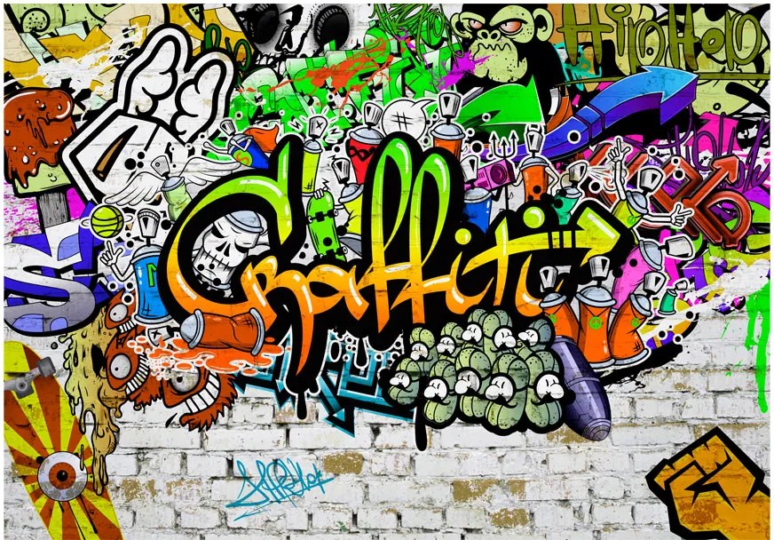 Fototapeta - Graffiti na stene 200x140 + zadarmo lepidlo