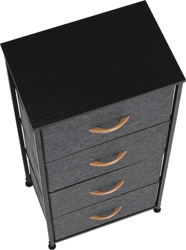 Komoda s látkovými zásuvkami PALMERA, čierna