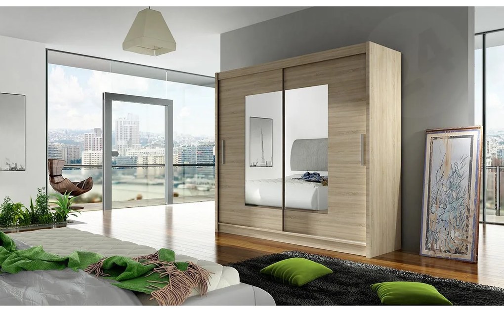 Skriňa London VII, Farby: čierna, Osvetlenie: osvetlenie LED RGB - farebné