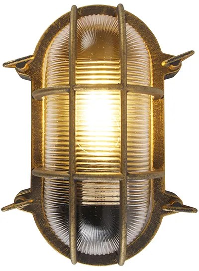 Nástenná a stropná lampa zlatá/mosadzná oválna IP44 - Noutica