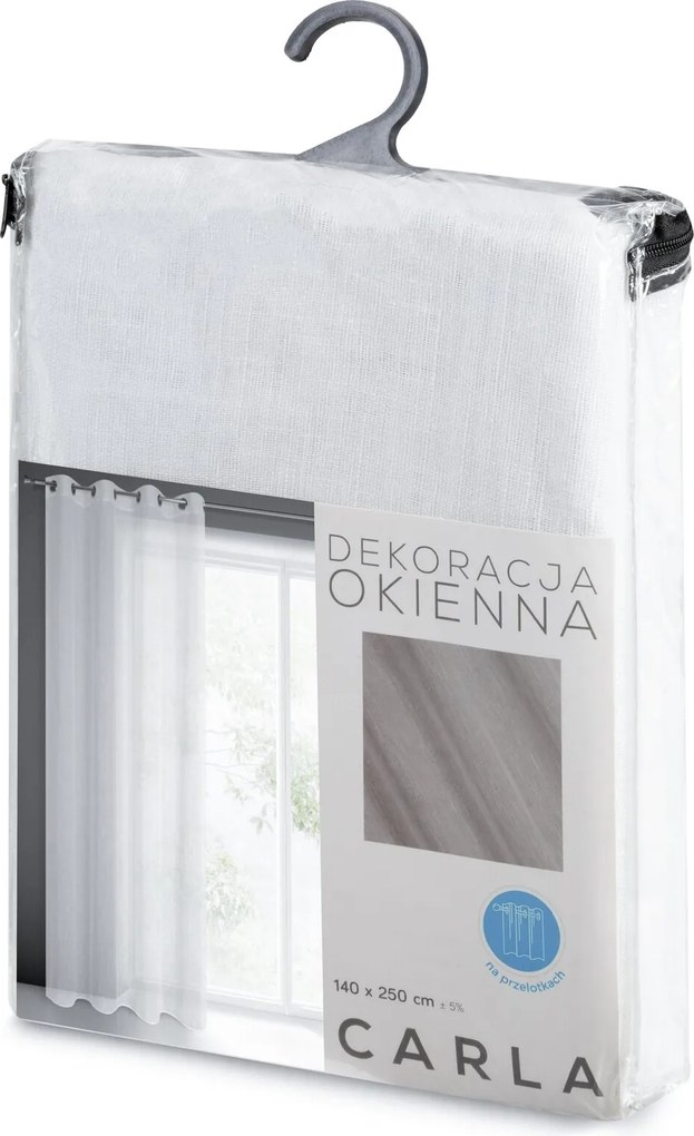 ZÁCLONA NA KRÚŽKOCH CARLA 140X250 CM BIELA
