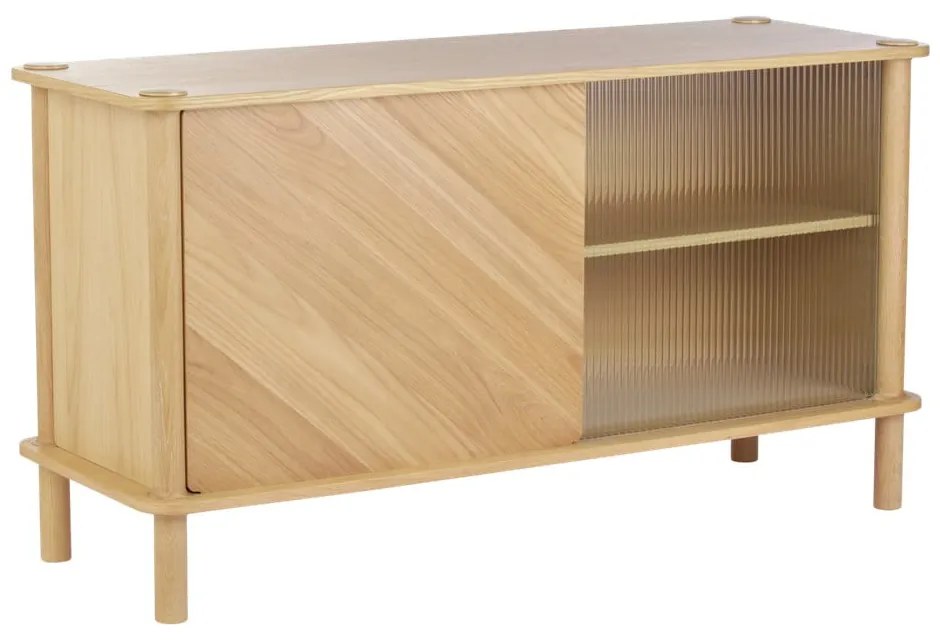 Vitrína z dubového dreva s posuvnými dverami v prírodnej farbe 135x73,5x48 cm Italic – UMAGE