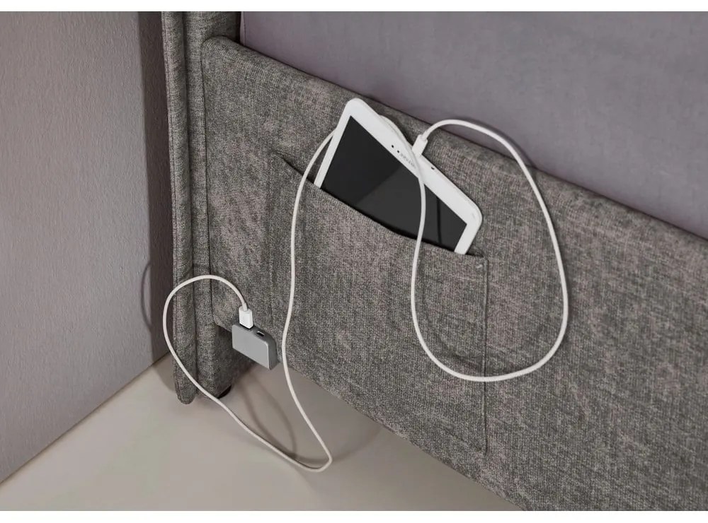 Sivá čalúnená detská posteľ bez roštu 90x200 cm Fun – Meise Möbel