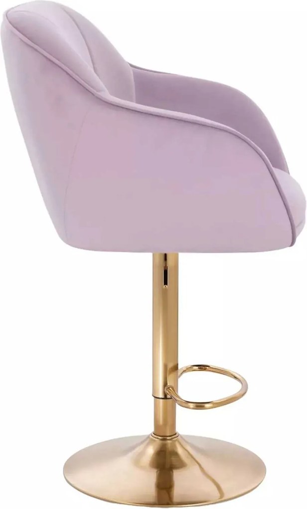 LuxuryForm DESIGN Barová stolička AVOLA VELUR na zlatom tanieri - levanduľa