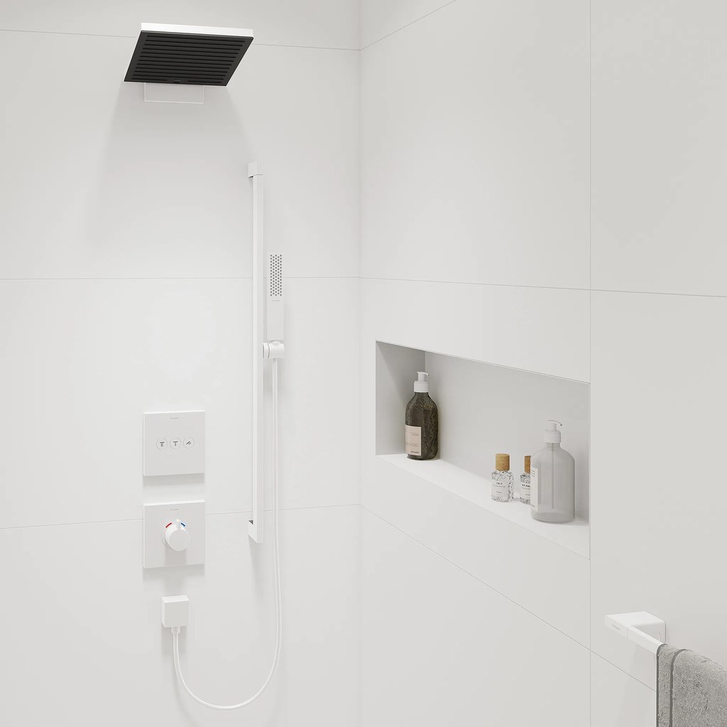 Hansgrohe Pulsify E, sprchová súprava 100 1jet EcoSmart+ so sprchovou tyčou 900 mm, biela matná, HAN-24381700