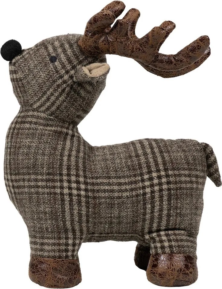 Šedo-hnedá dverná zarážka jeleň Deer - 25*21*26 cm