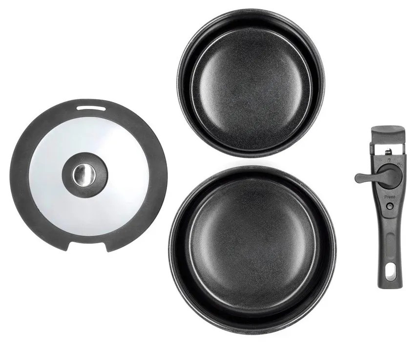 Hliníková súprava rajnice s nepriľnavým povrchom s odnímateľnou rukoväťou a pokrievkou 2 ks 2,4 l – Holm