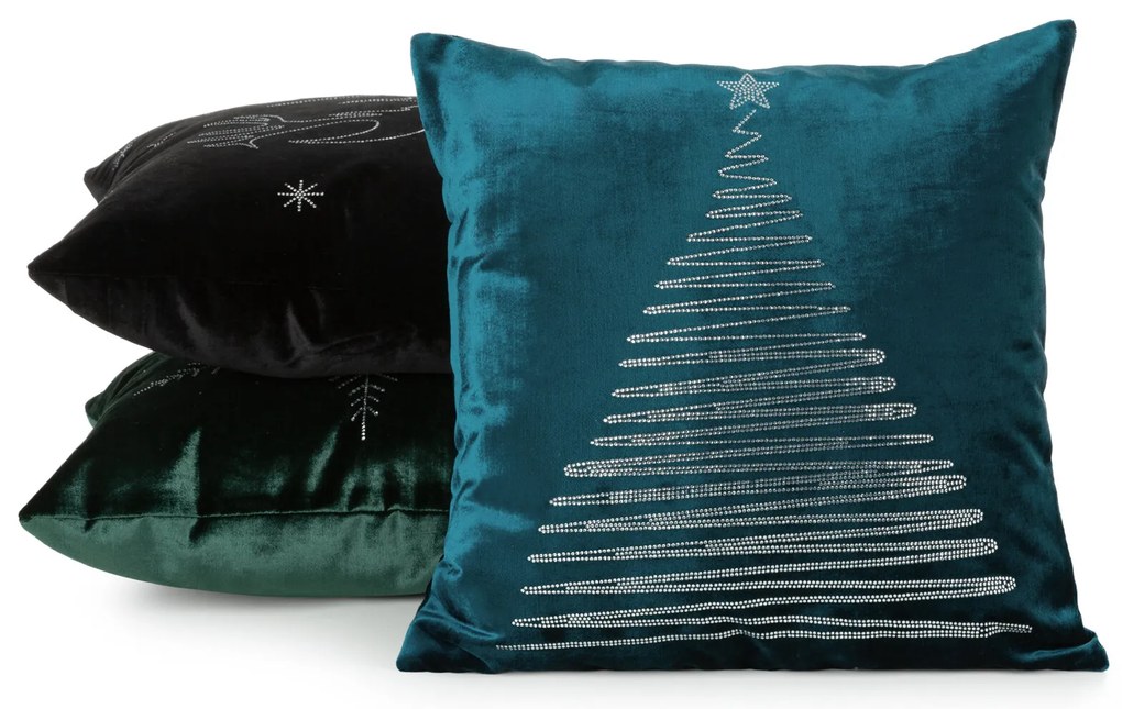 VIANOČNÁ DEKORAČNÁ OBLIEČKA NA VANKÚŠ ROYAL3 45X45 CM TMAVOMODRÁ