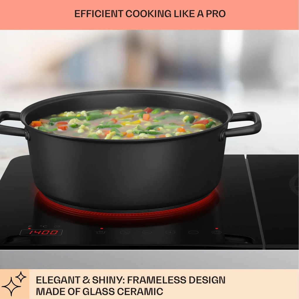 Klarstein Cookio, dvojitá indukčná varná doska, 3500 W, časovač, sklokeramika