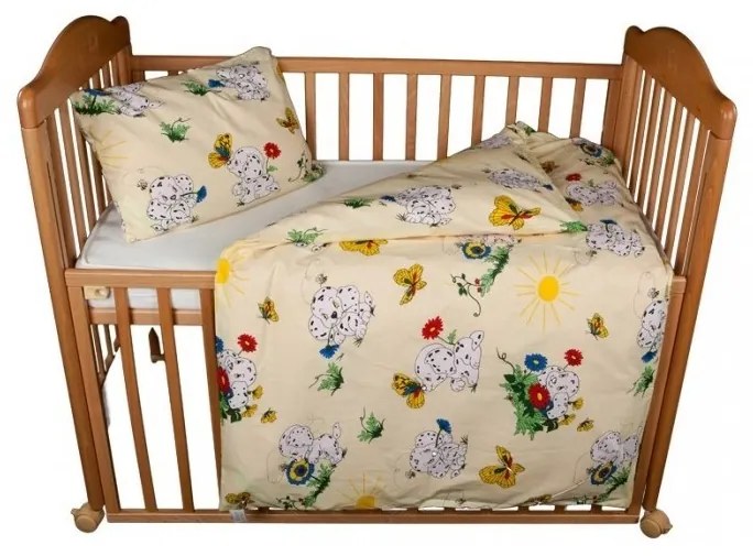 Obliečky detské bavlnené dalmatínec žltý EMI, Štandardný set jednolôžko obsahuje 1x 140x200 + 1x 70x90