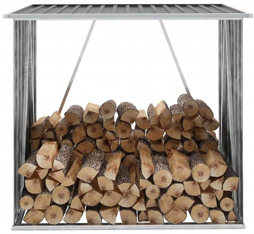 Záhradná kôlňa na drevo antracitová 163x83x154 cm galvanizovaná oceľ