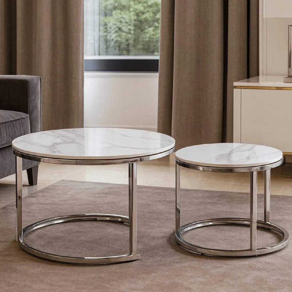 PROXIMA.store - Dizajnový konferenčný stolík CONNY FARBA: biely mramor, FARBA NÔH: čierna