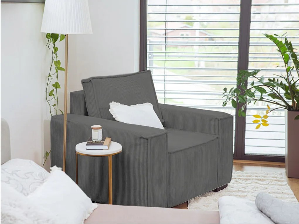 Kreslo s taburetom SMART SET, tmavo sivá