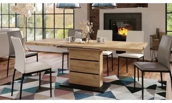 Rozkladací jedálenský stôl PAOLO dub craft/čierna