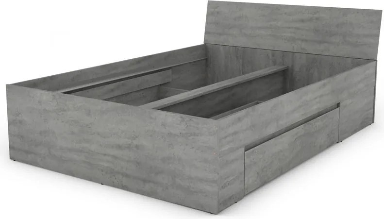 Posteľ so zásuvkami Carlos 140x200, šedý beton