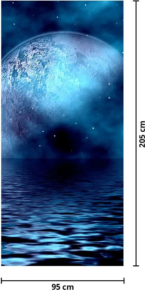 Fototapeta na dvere - Mesiac nad hladinou mora (95x205cm)