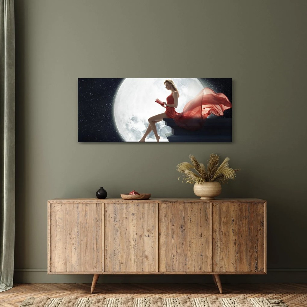 Obraz - Žena za svitu mesiaca (120x50 cm)