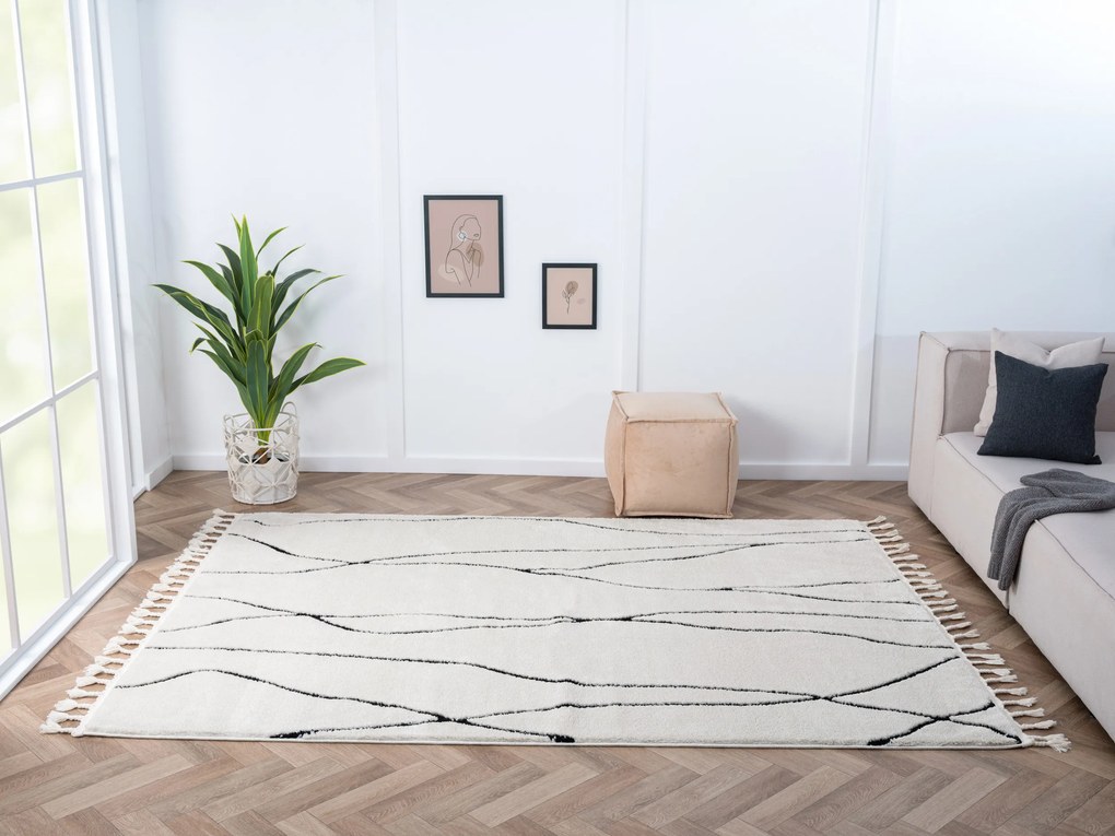 Kusový koberec Moroccan Serenity weiß, 160x230, čiernobiela, obývacia izba, My Flair