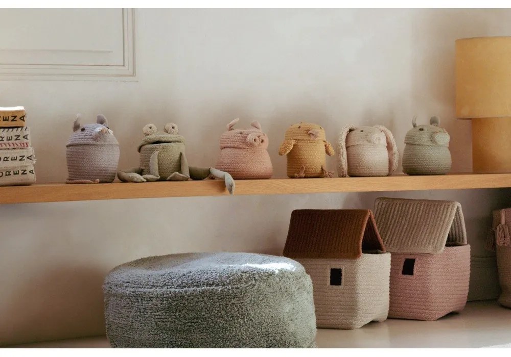 Krémový látkový detský kôš na hračky ø 15x15 cm Mini Rita the Rabbit – Lorena Canals