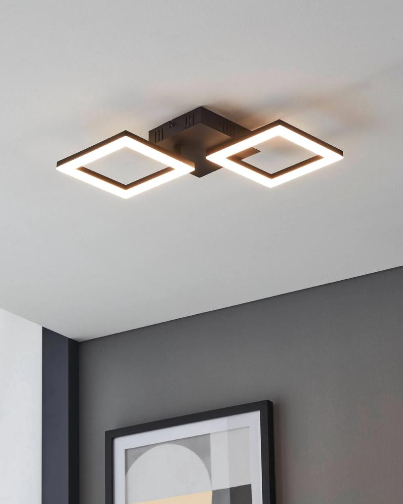 EGLO Chytré LED stropné osvetlenie PARANDAY-Z, 15,5 W, teplá biela-studená biela, čierne, hranaté