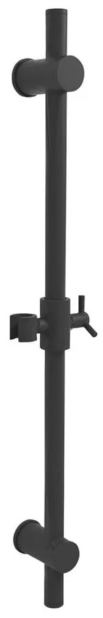Matne čierna nástenná mosadzná sprchová tyč s posuvným držiakom 70 cm – Sapho