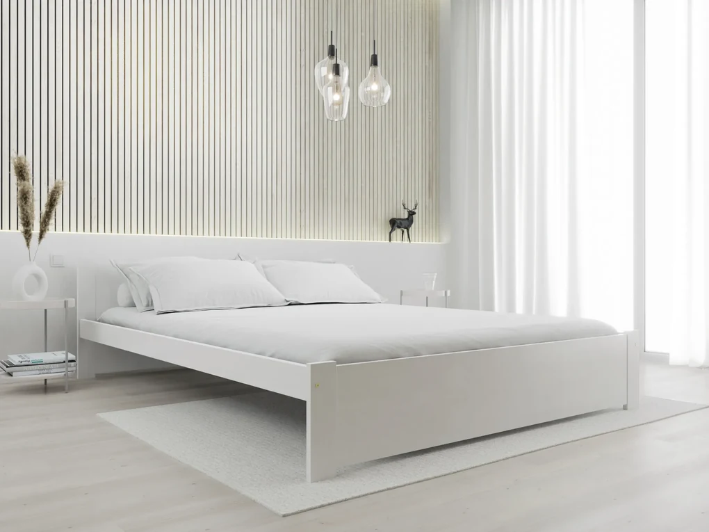 Posteľ IKAROS 180 x 200 cm, biela Rošt: S latkovým roštom, Matrac: Matrac Somnia 18 cm