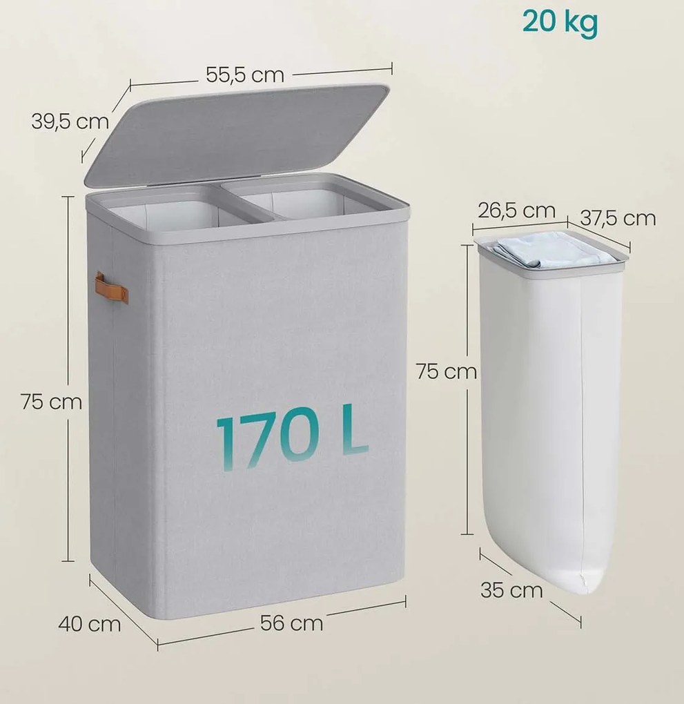 Kôš na bielizeň Vilém 170 L sivý