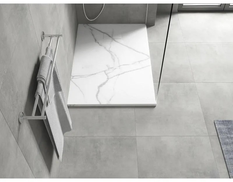 Mexen Hugo, obdĺžniková sprchová vanička SMC 100 x 80 cm, biely kameň, 42158010