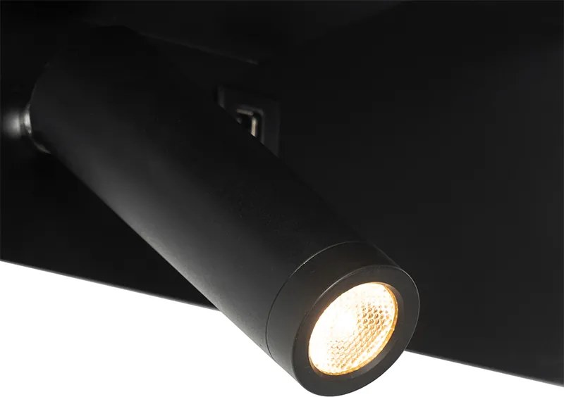 Moderná nástenná lampa čierna vrátane LED s USB - Thijs