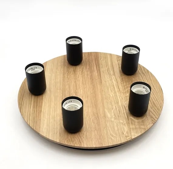 Stropné svietidlo DUSTY 5xE27/15W/230V pr. 34 cm dub/čierna