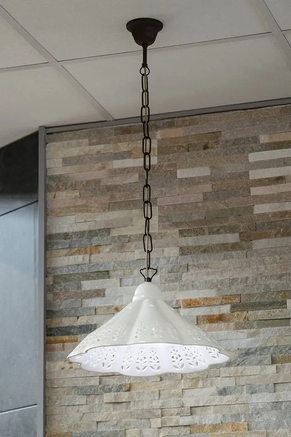 Sapho Sapho, LAMPEDUSA závesné svietidlo E27, 60W, 230V, IP21, keramické tienidlo 30cm, mosadzná reťaz, MC111C