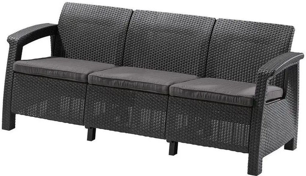 ALLIBERT CORFU LOVE SEAT MAX Pohovka, 182 x 70 x 79cm, grafit/sivá 17197959