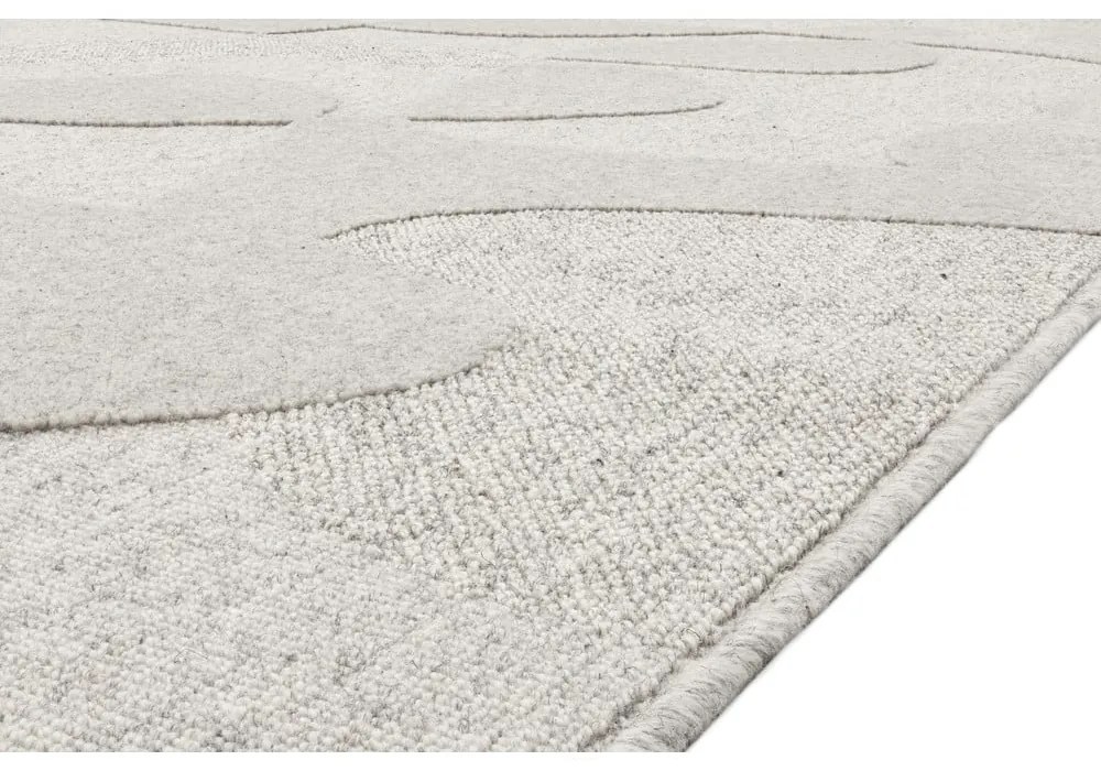 Svetlosivý vlnený koberec 133x190 cm Morphic Botanica – Agnella