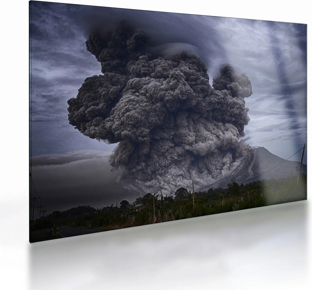 Sklenený obraz - Sopečná erupcia (70x50 cm)