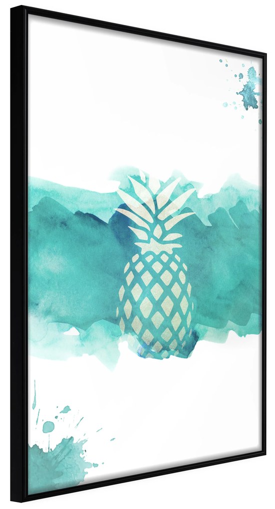 Artgeist Plagát - Pineapple in Watercolours [Poster] Veľkosť: 30x45, Verzia: Čierny rám s passe-partout