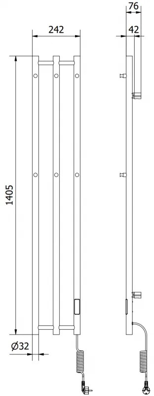 Mexen Pino, elektrické vykurovacie teleso s vešiakmi na uteráky 1405x242 mm, 200 W, biela, W301-1405-242-00-20
