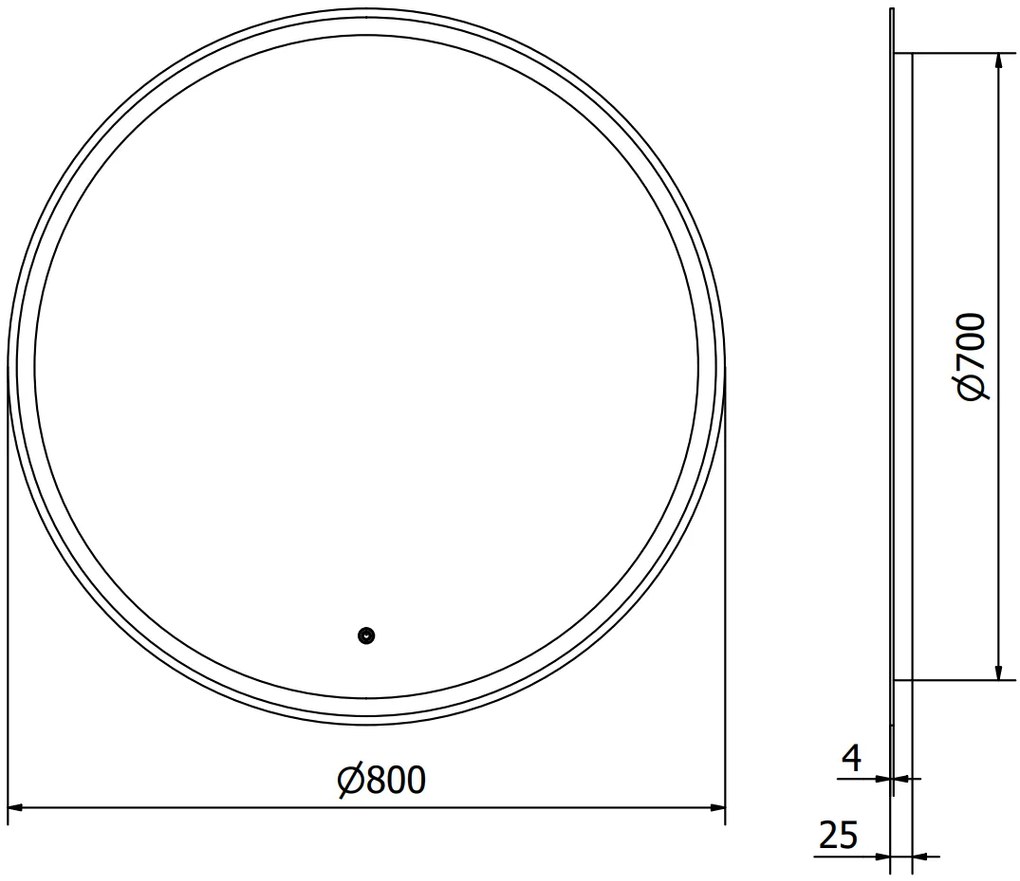 Mexen Gobi, LED okrúhle kúpeľňové zrkadlo s podsvietením 80 cm, 6000K, ochrana proti zahmlievaniu, 9801-080-080-611-00