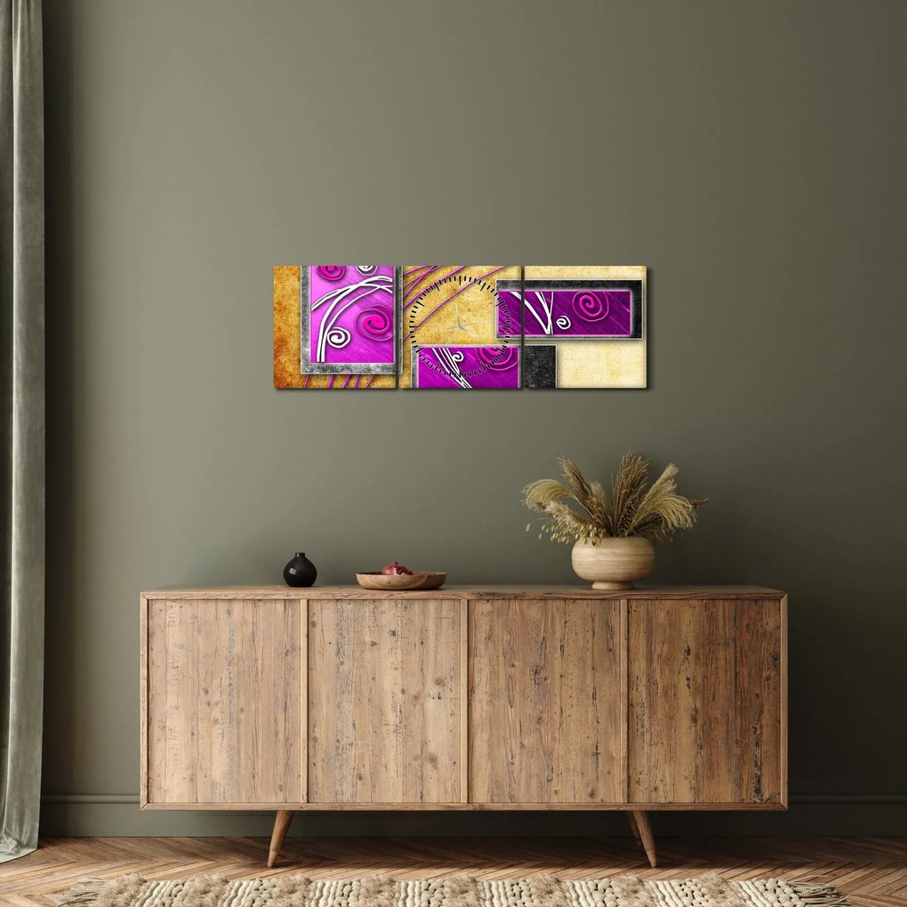 Obraz abstrakcie (s hodinami) (90x30 cm)