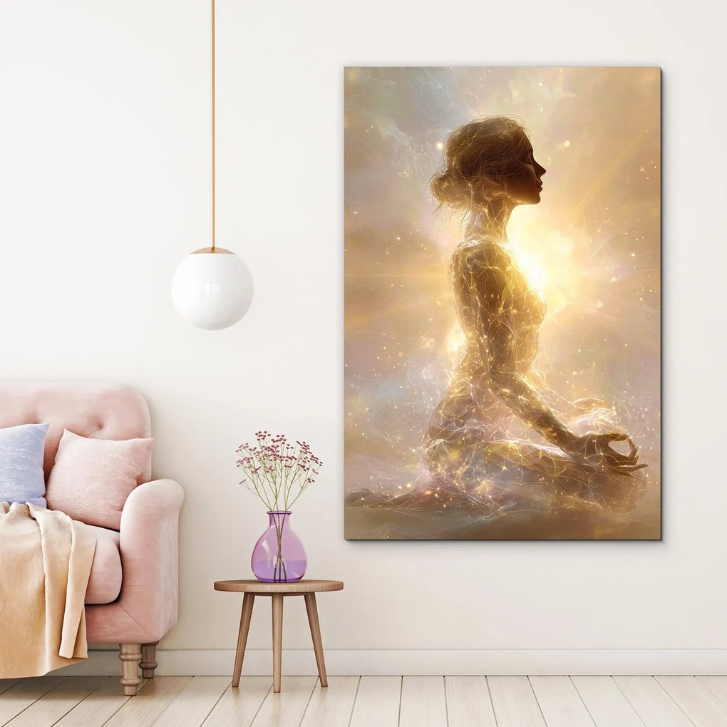 DUBLEZ | Spirituálny obraz - Jogínka so zlatou aurou