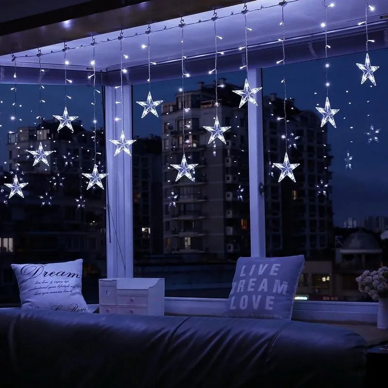 ACA Lighting LED vianočný záves Hviezdičky, 3x3m, studená biela, IP44, 100 LED