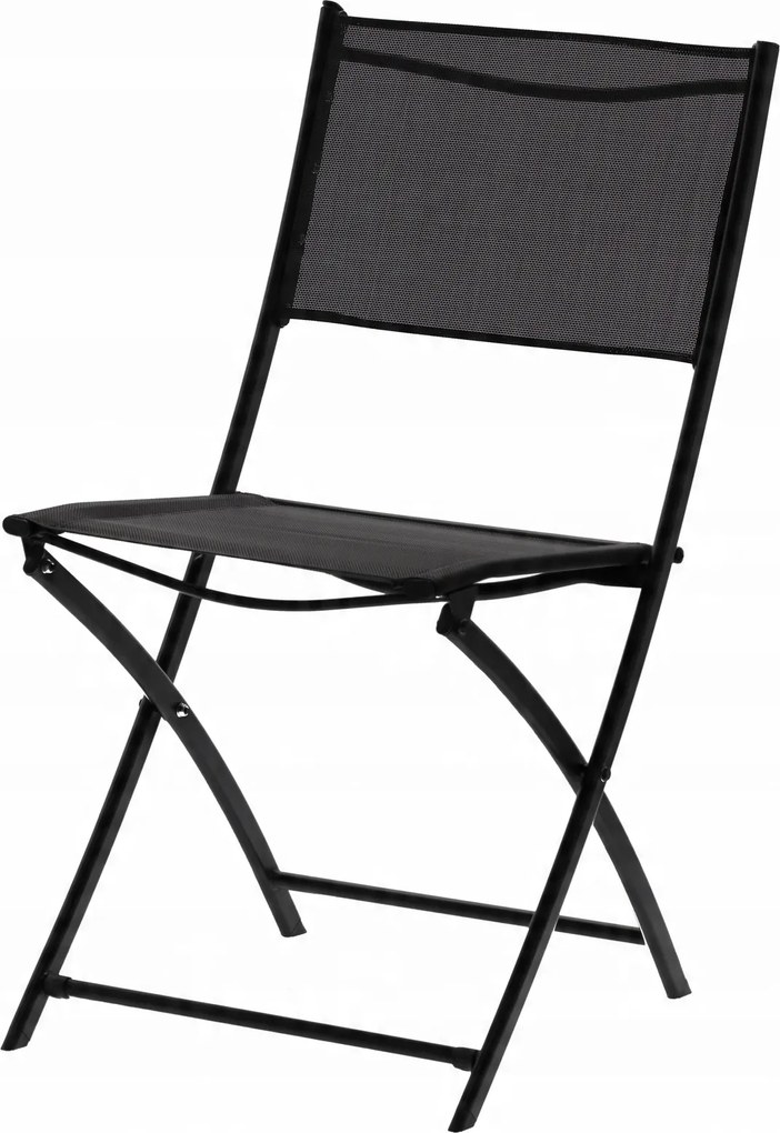 CH Skladací záhradný set nábytku s okrúhlym stolom - čierna