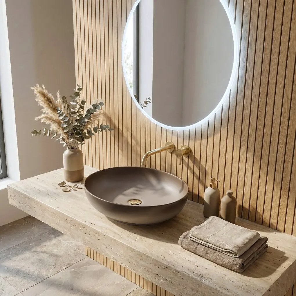 Rea Carola, umývadlo na dosku 515x390x140 mm, béžová-hnedá Ombre, REA-U0627