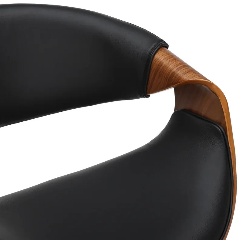 Barová stolička ORGANIC otočná čierna dekor orechového dreva